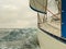 Seascape from sailing boat before storm , dark clouds