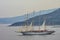 Seascape. Sailing vessel - Aegean Sea, Thassos, landmark attraction in Greece