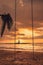 Seascape Scenery View With Empty Swing During Dramatic Cloudy at Sunset, Nature Landscape Tropical Seashore Scenic and Beautiful