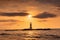 Seascape Scenery View With Lighthouse During Dramatic Cloudy at Sunset, Nature Landscape Tropical Seashore Scenic and Beautiful