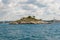 A seascape. A small deserted island in the Adriatic Sea near Rovinj. Croatia. Istria