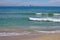 Seascape. Summer, sea, sun, beach, holiday, fun. Sailboats on the horizon - Black Sea, landmark attraction in Romania