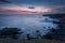 Seascape during sunrise. Beautiful natural seascape. Sea sunrise at the Black Sea coast.