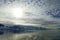 Seascape at sunset eve in Antarctica