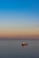 Seascape with tanker and ships on the background of the sea and coastline