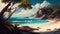 Seascape of Tropical Island In The Sea a Heavenly Place To Relax on Canvas Oil Painting AI Generative