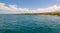 Seascape view of the coast of tropical island