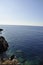 Seascape from Viewpoint next to Church Saint George from Portofino City. Liguria region in Italy.