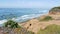 Seascape vista point, Del Mar Torrey Pines, California coast USA. Ocean tide, blue sea wave overlook