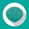 Seashell flat icon turquoise color with long shadow. Flat design style. Vector illustration. EPS10