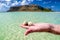 Seashell on the hand at Balos - Crete, Greece