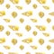 Seashell sea summer yellow sand watercolor seamless pattern