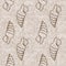 Seashell seamless hand drawn linen style pattern. Organic marine life natural tone on tone design for throw pillow, soft