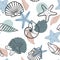 Seashell seamless pattern. design for holiday greeting card and invitation of seasonal summer holidays, summer beach parties, tour