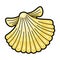 Seashell yellow natural underwater icon, cockleshell drawing