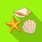 Seashells from the bottom of the sea.Summer rest single icon in flat style vector symbol stock illustration.