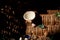 Seashells, pebbles and chestnuts in Wicker basket. Summer vacation concept. Shadow and lights