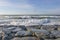 Seashore, cliffs and heavy waves in winter