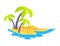 Seashore Coconut Palm Trees Vector Illustration