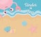 Seashore sand crab starfish conch shells life cartoon under the sea