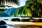 seaside beach sunshine rainforest landscape fantasy generated by ai