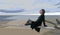 Seaside girl on the beach seashore