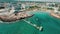 Seaside holiday resort view. Cyprus bay aerial.