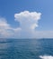 Seaside horizon line image With strange shaped clouds Is the sea in Thailand