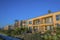 Seaside houses against clear blue sky background at Del Mar California