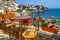 Seaside landscape - view from the cafe on the embankment