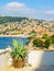 Seaside of the Mediterranean Sea. Landscape of the Cote d`Azur, Villefranche-sur-Mer, France