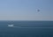 Seaside parasailing on background of sea and sky