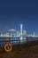 seaside promenade of Victoria harbor of Hong Kong city