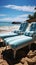 Seaside relaxation Chaise lounges invite beachgoers to unwind by the tranquil waves