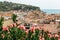 seaside resort town stones promenade buildings