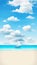 Seaside sailing blue sky white clouds beach seaside scenery illustration