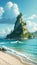 Seaside scenery Beach Lake scenery Lake scenery illustration