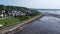 Seaside in Scotland: Village Culross and Firth of Forth aerial view