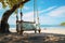 Seaside serenity A swing hangs invitingly, embracing the tranquil beauty of the beach