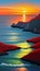 Seaside sunset sunset sunset sea beach ocean night scene illustration