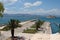 Seaside town of Kalambaka in southern Greece in the summer of 2014. Panorama of the central part and the clean sunny streets of th