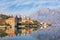 Seaside town of Prcanj in winter. Bay of Kotor Adriatic Sea, Montenegro