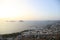 Seaside town of Turgutreis and spectacular sunsets. aerial view of islands and sea