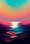Seaside tranquility. A playful and colorful flat-style illustration of the calm waters. AI-generated