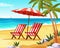 Seaside vacation flat vector illustration