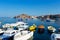 Seaside view of old town of Rovinj, Croatia.