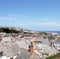 Seaside Village of St. Ives, Cornwall, UK. View over old town with typical houses in afternoon summer sunshine.