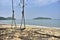 Seaside wooden swing, quiet atmosphere