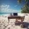 Seaside Workspace: Digital Nomad\\\'s Dream Office on a Tropical Beach