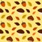 Season autumn fall background with chestnut acorn and mushroom seamless pattern